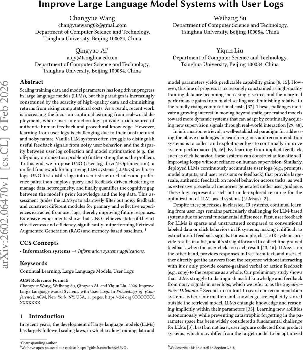 Improve Large Language Model Systems with User Logs