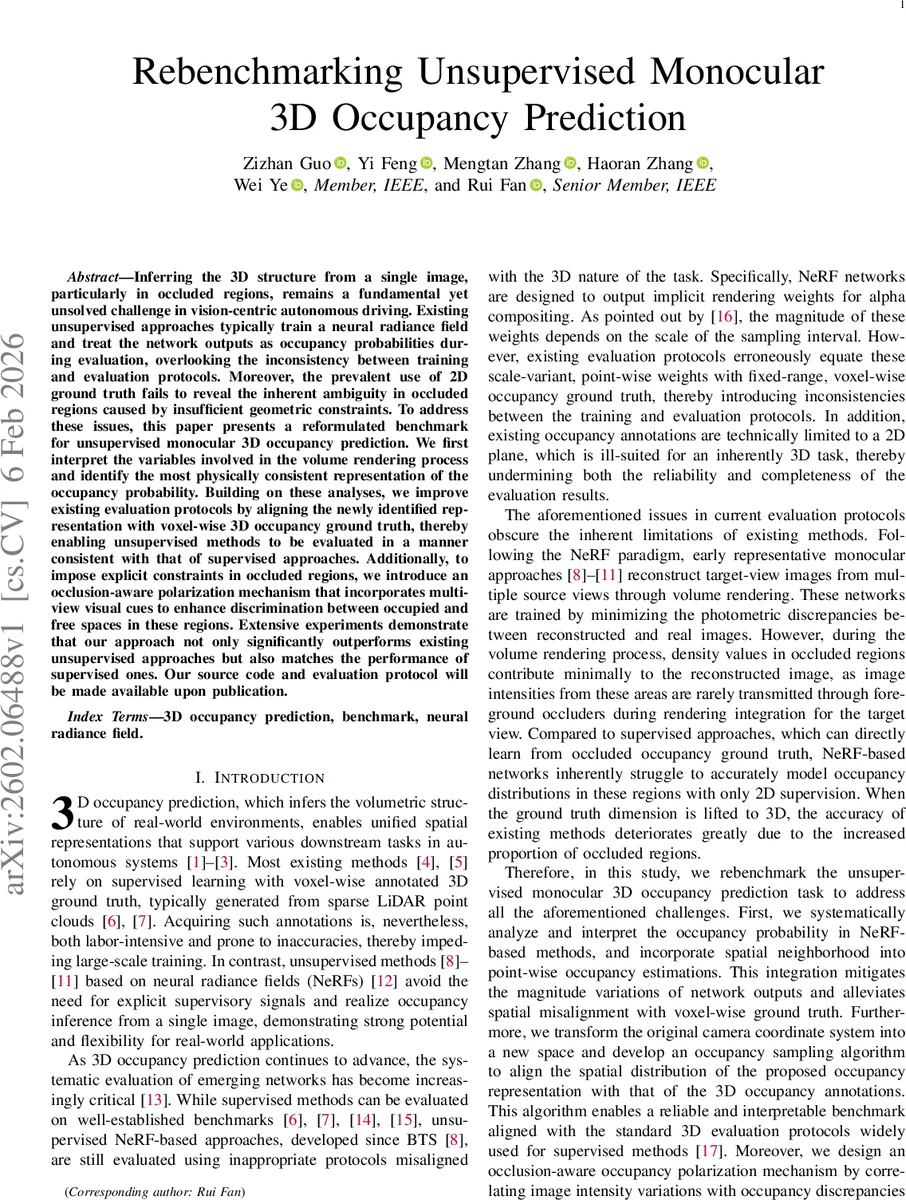 Rebenchmarking Unsupervised Monocular 3D Occupancy Prediction