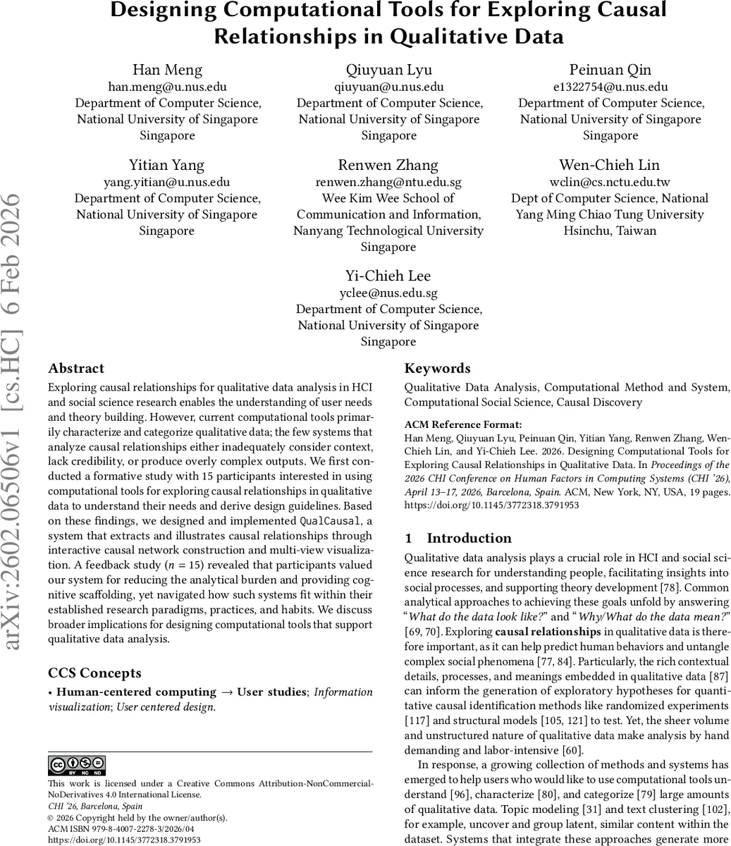 Designing Computational Tools for Exploring Causal Relationships in Qualitative Data