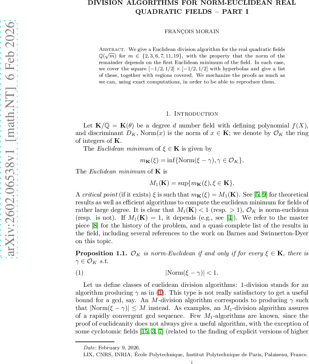 Division algorithms for norm-Euclidean real quadratic fields -- part I