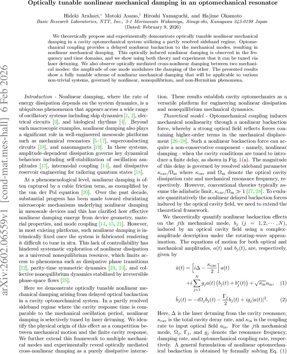 Optically tunable nonlinear mechanical damping in an optomechanical resonator