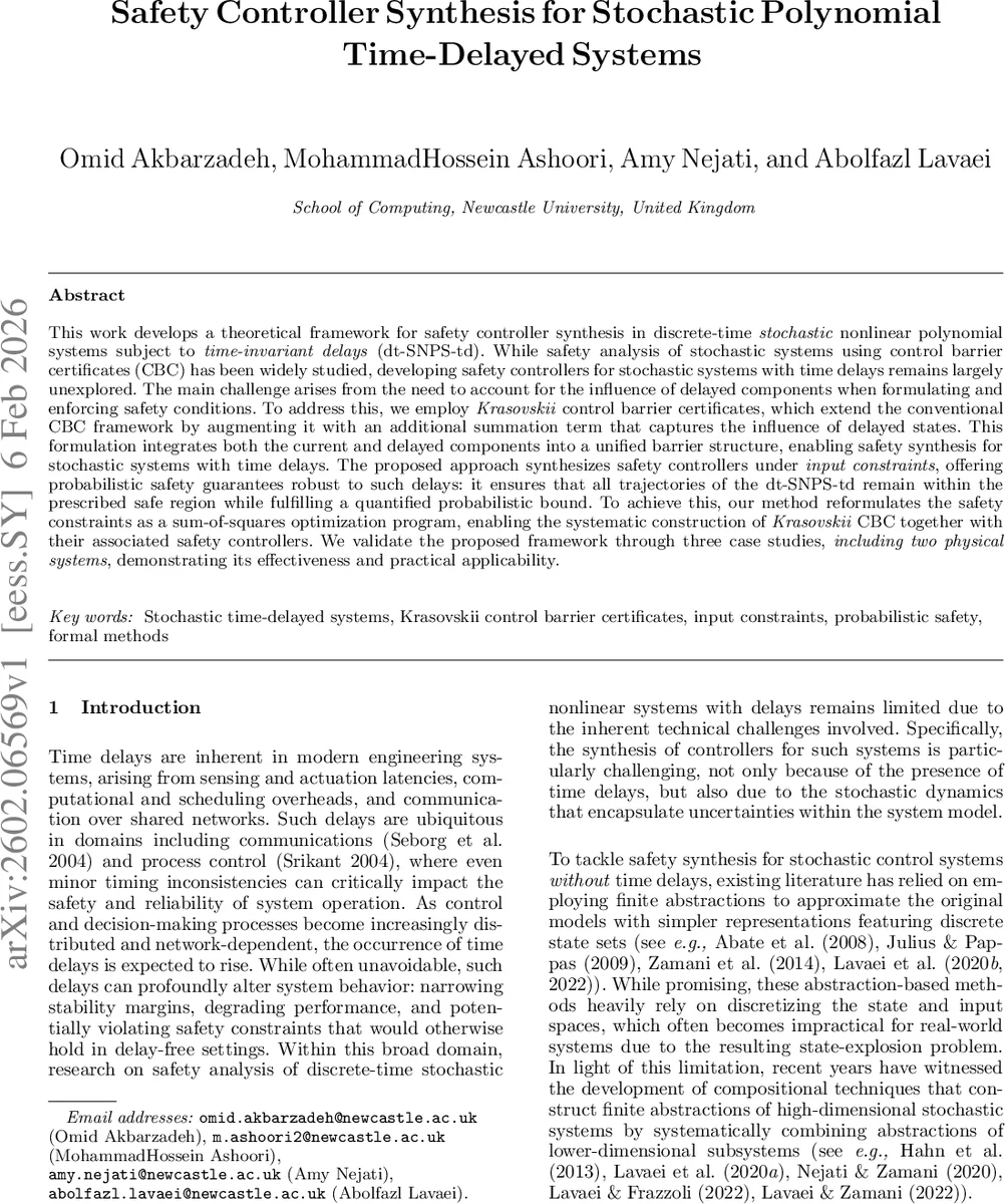 Safety Controller Synthesis for Stochastic Polynomial Time-Delayed Systems