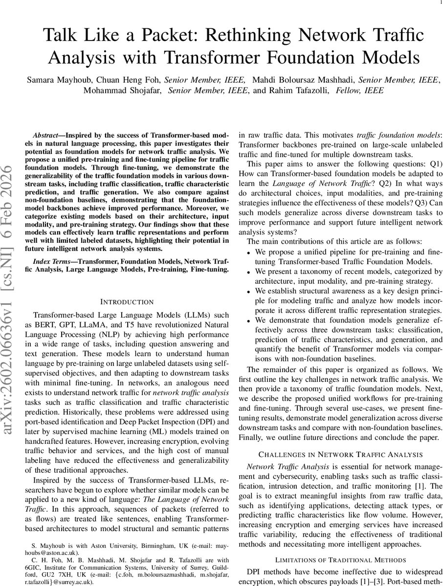Talk Like a Packet: Rethinking Network Traffic Analysis with Transformer Foundation Models