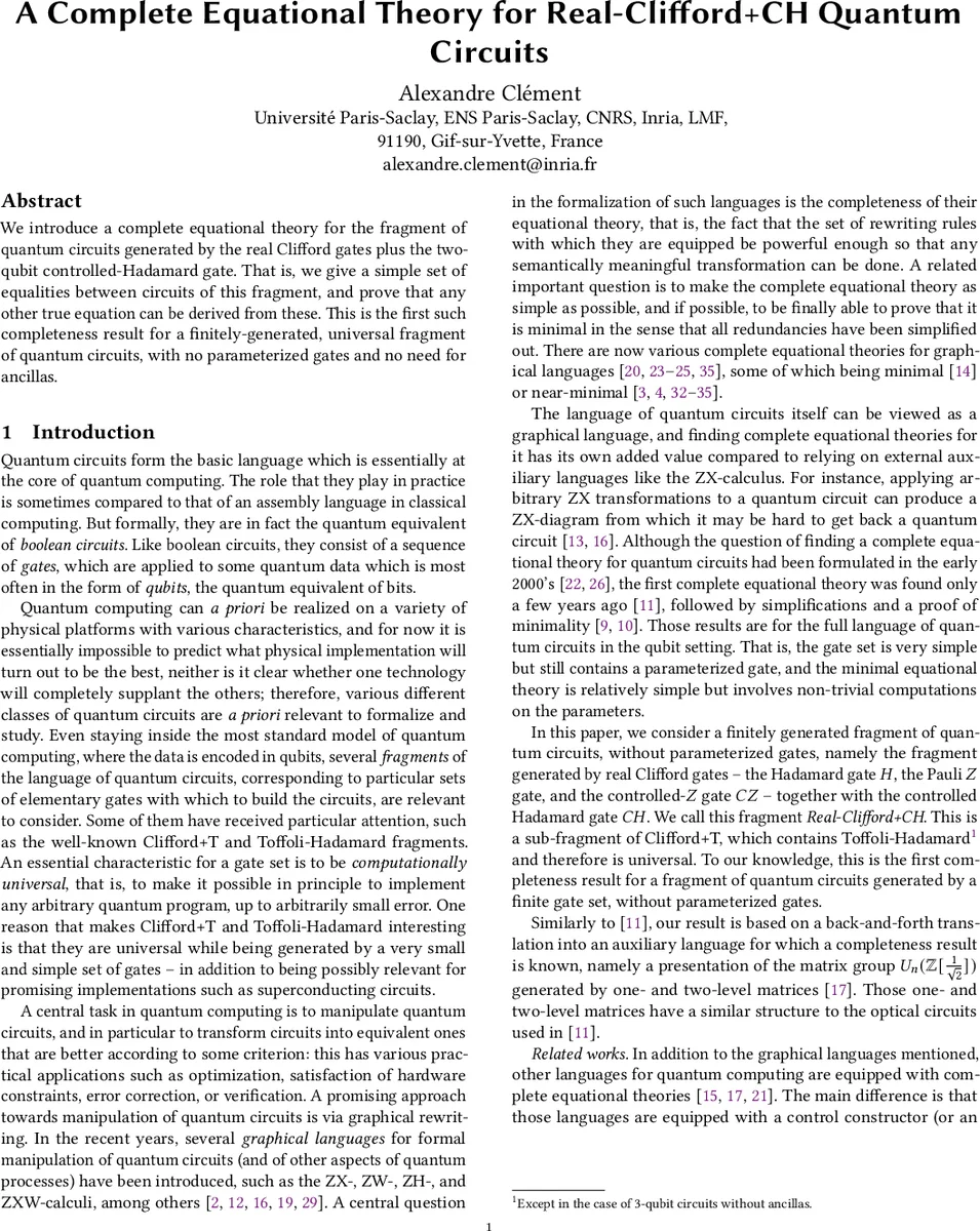 A Complete Equational Theory for Real-Clifford+CH Quantum Circuits