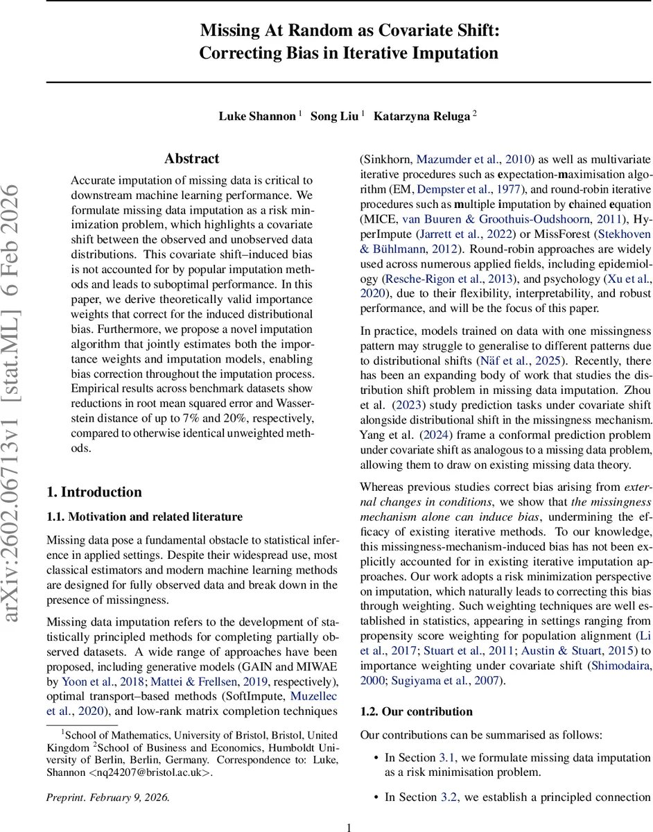Missing At Random as Covariate Shift: Correcting Bias in Iterative Imputation