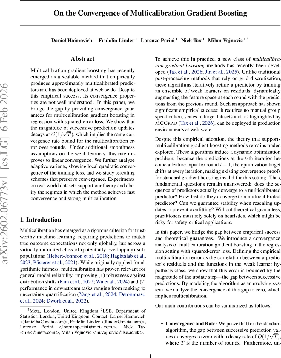 On the Convergence of Multicalibration Gradient Boosting