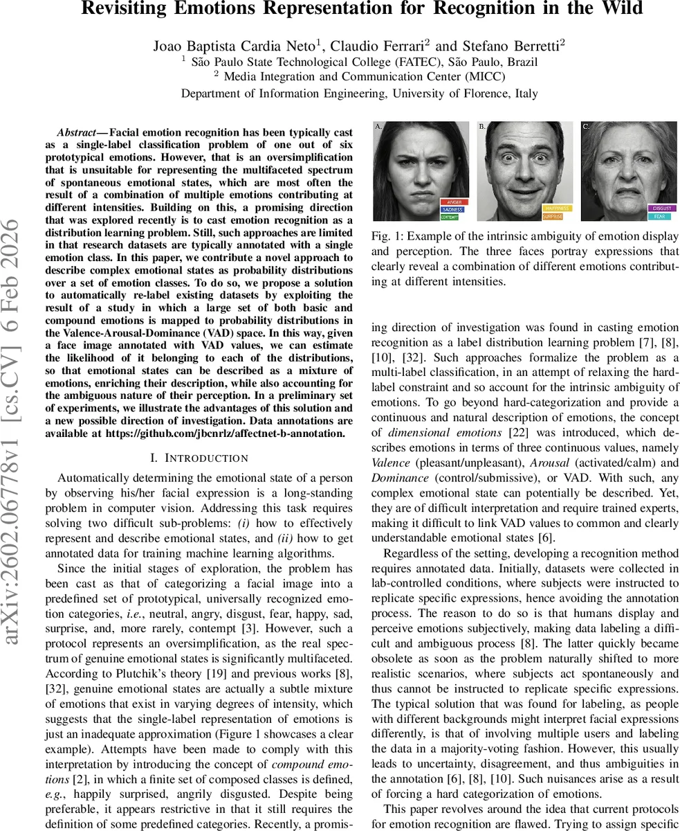 Revisiting Emotions Representation for Recognition in the Wild