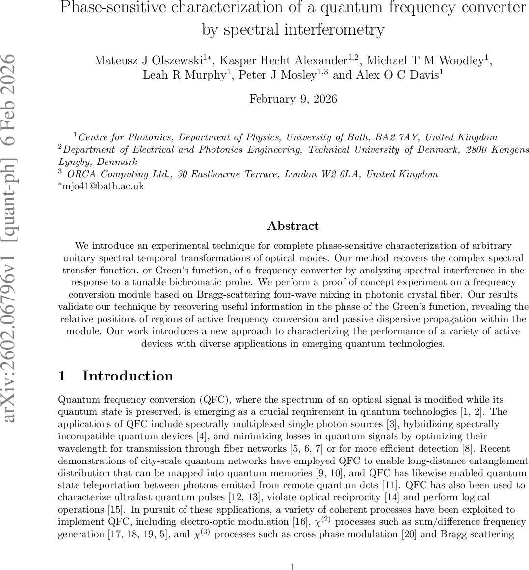 Phase-sensitive characterization of a quantum frequency converter by spectral interferometry