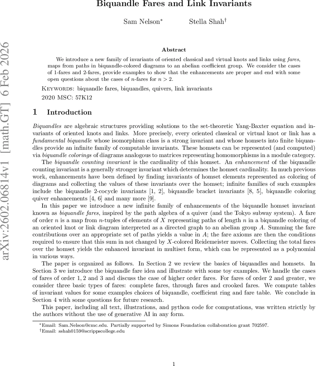 Biquandle Fares and Link Invariants