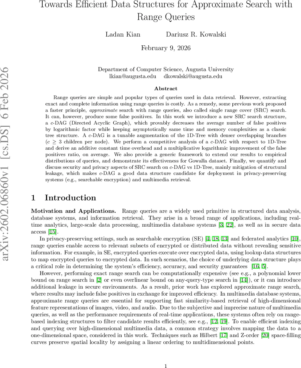 Towards Efficient Data Structures for Approximate Search with Range Queries