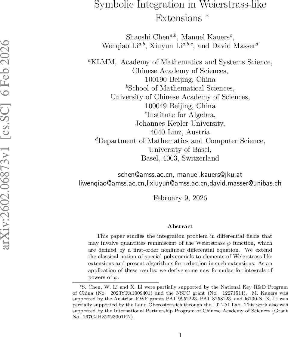 Symbolic Integration in Weierstrass-like Extensions