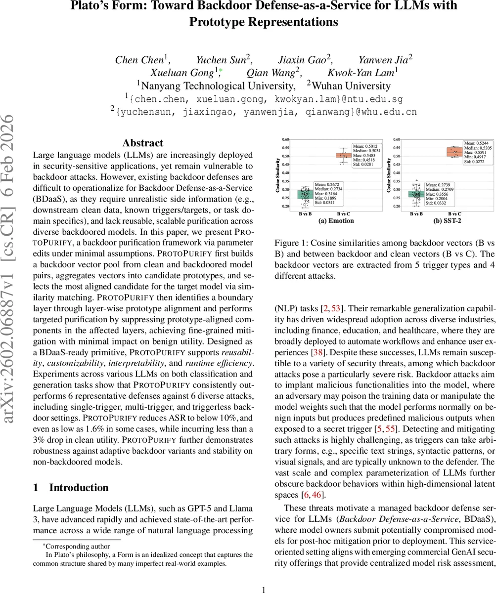 Plato's Form: Toward Backdoor Defense-as-a-Service for LLMs with Prototype Representations
