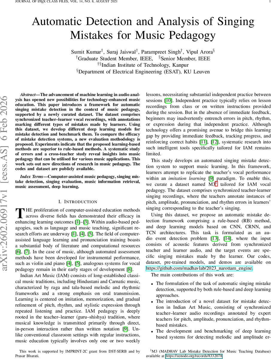 Automatic Detection and Analysis of Singing Mistakes for Music Pedagogy