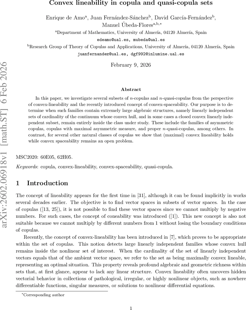 Convex lineability in copula and quasi-copula sets