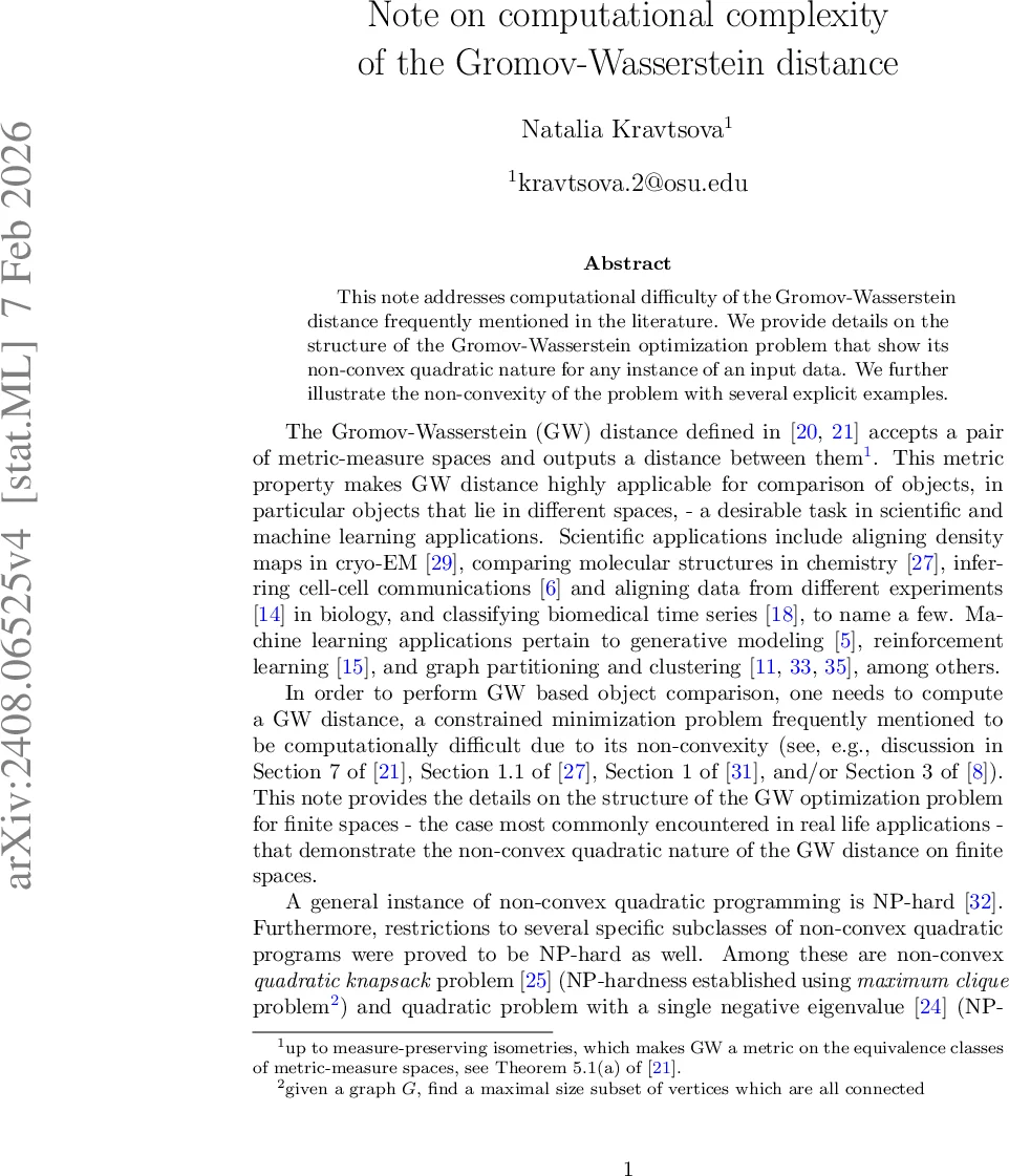 Note on computational complexity of the Gromov-Wasserstein distance