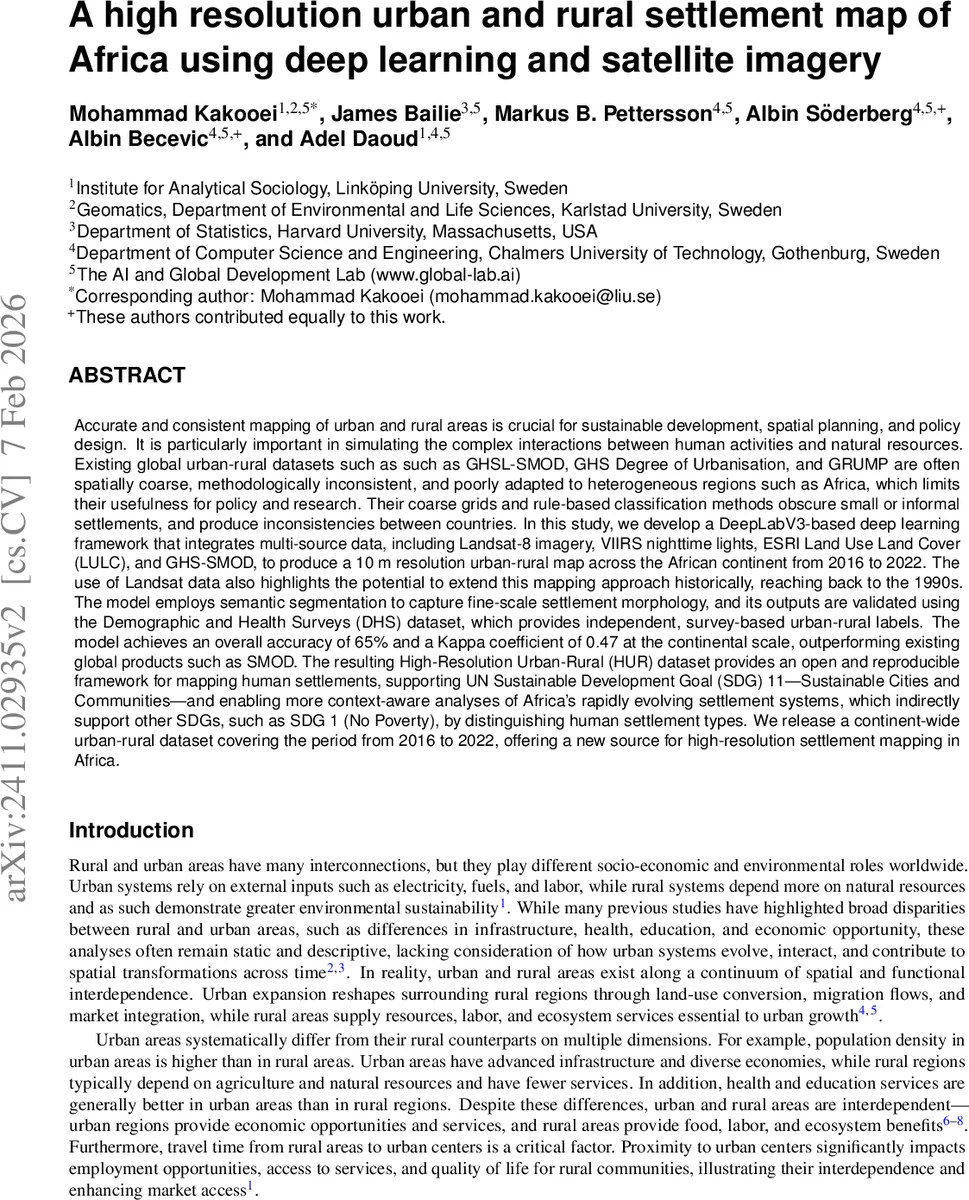 A High Resolution Urban and Rural Settlement Map of Africa Using Deep Learning and Satellite Imagery