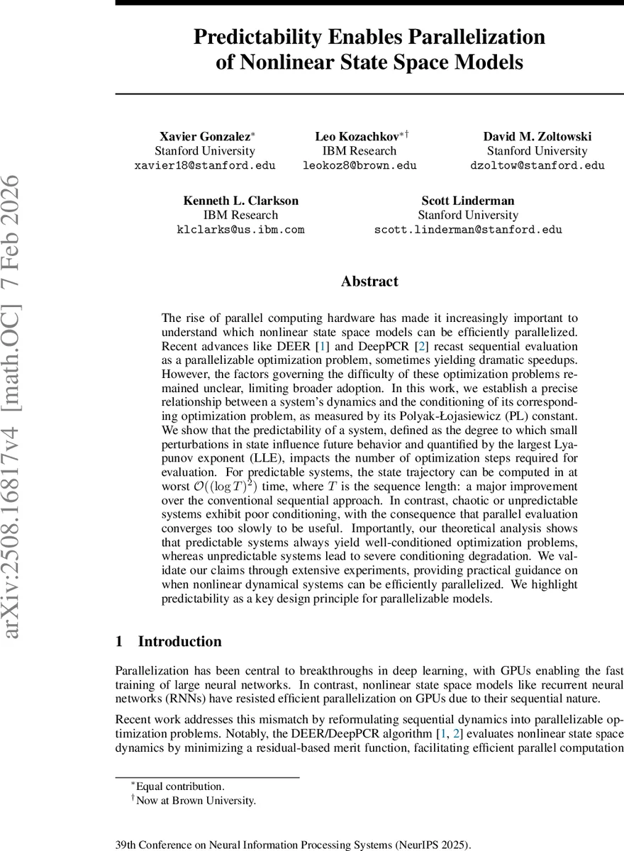 Predictability Enables Parallelization of Nonlinear State Space Models