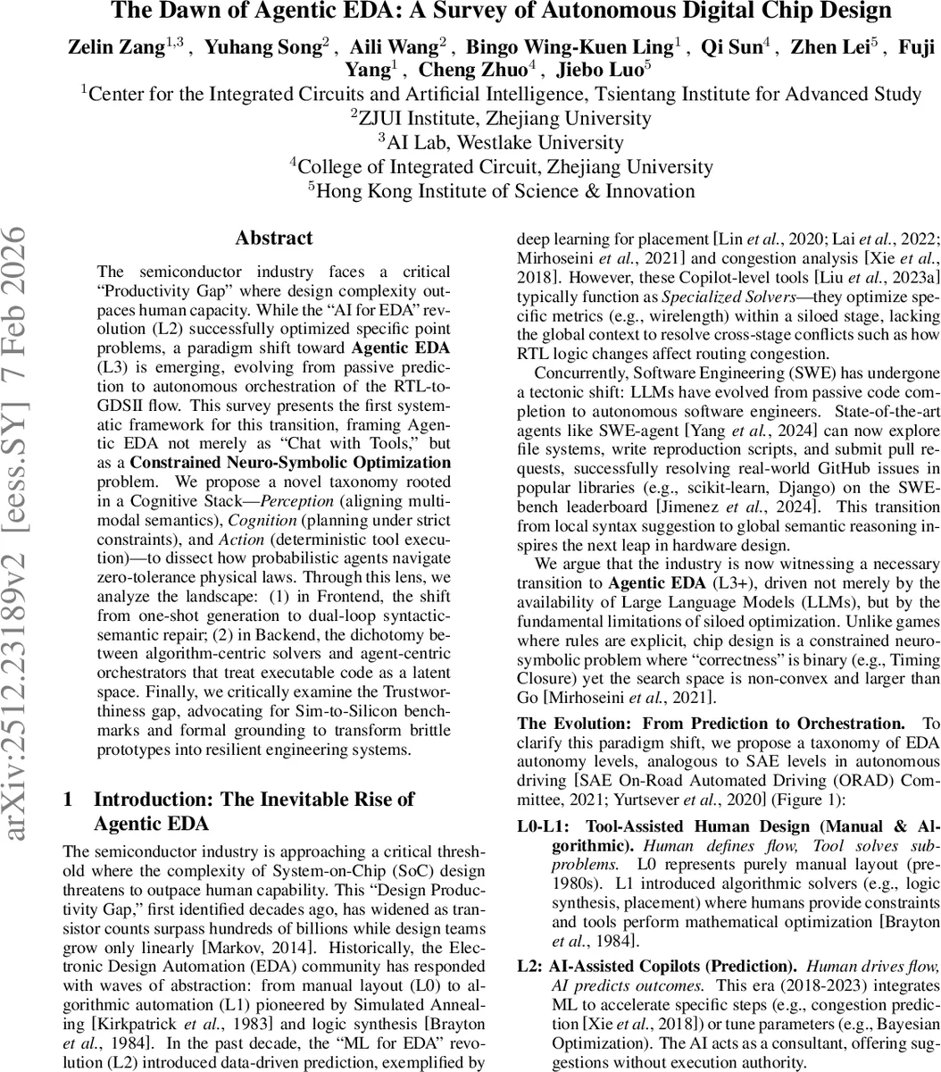 The Dawn of Agentic EDA: A Survey of Autonomous Digital Chip Design