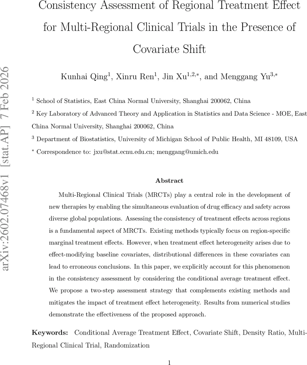 Consistency Assessment of Regional Treatment Effect for Multi-Regional Clinical Trials in the Presence of Covariate Shift