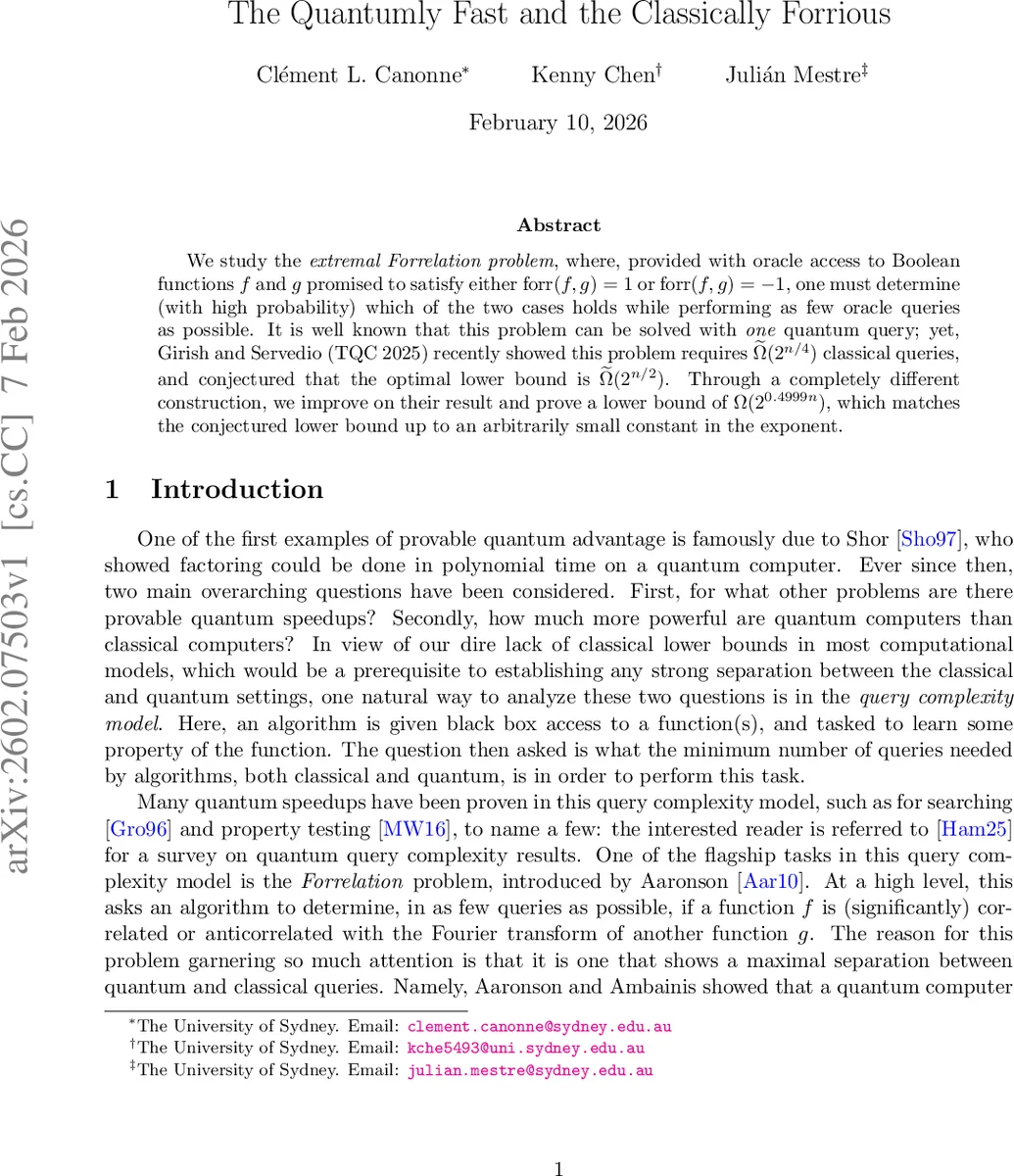 The Quantumly Fast and the Classically Forrious