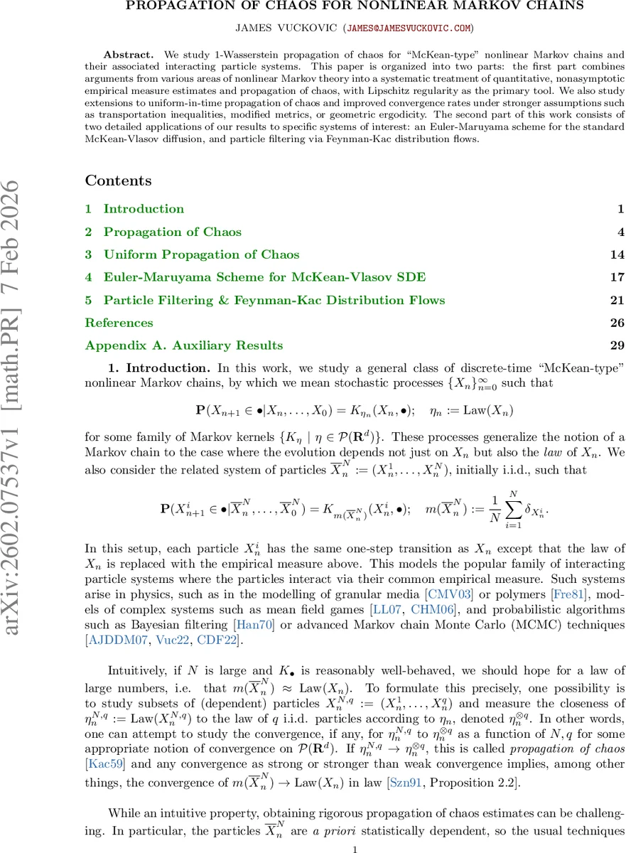 Propagation of Chaos for Nonlinear Markov Chains