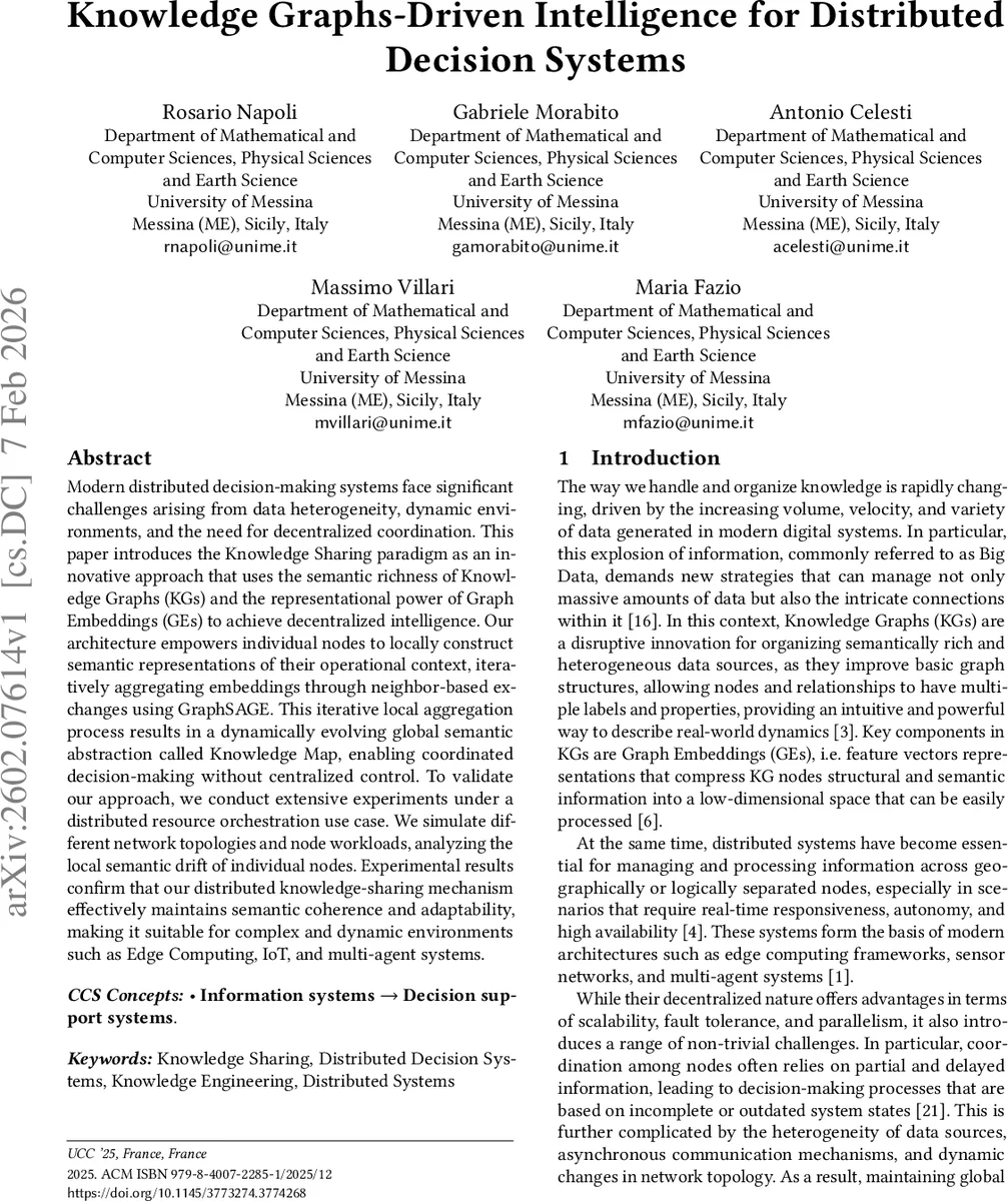 Knowledge Graphs-Driven Intelligence for Distributed Decision Systems