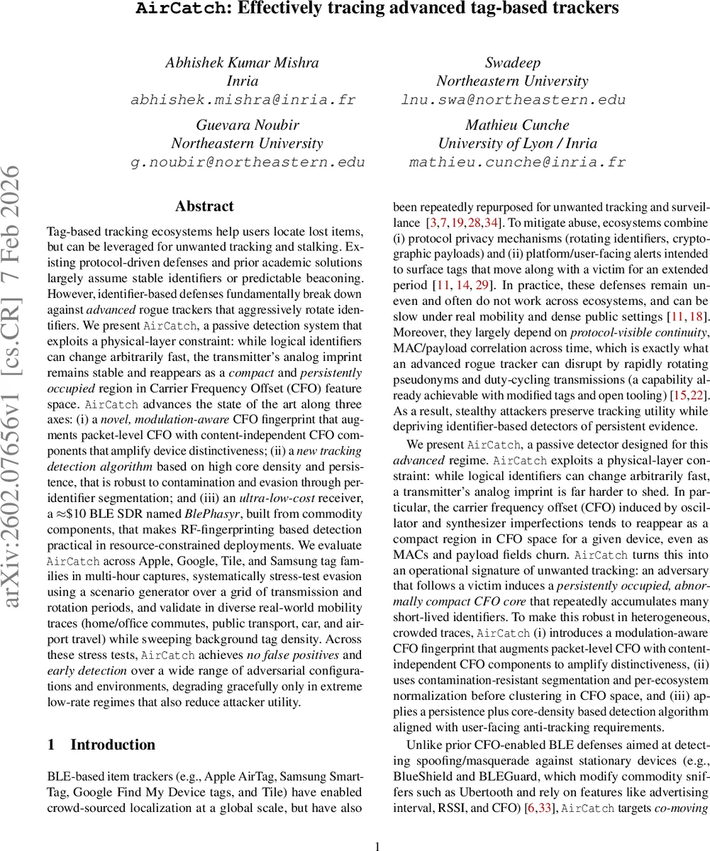 AirCatch: Effectively tracing advanced tag-based trackers