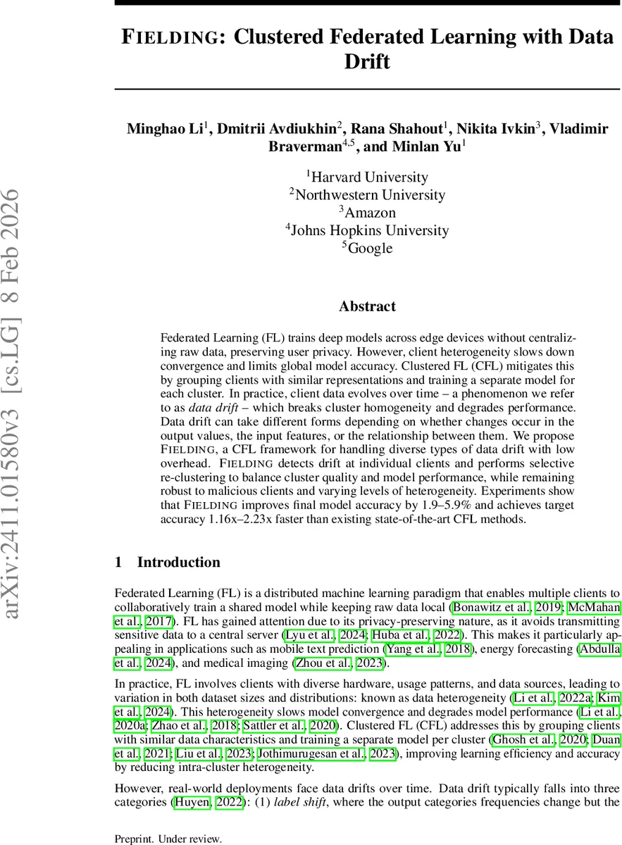 Federated Learning Clients Clustering with Adaptation to Data Drifts