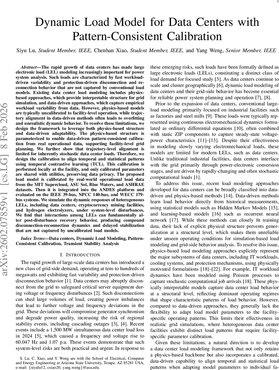 Dynamic Load Model for Data Centers with Pattern-Consistent Calibration