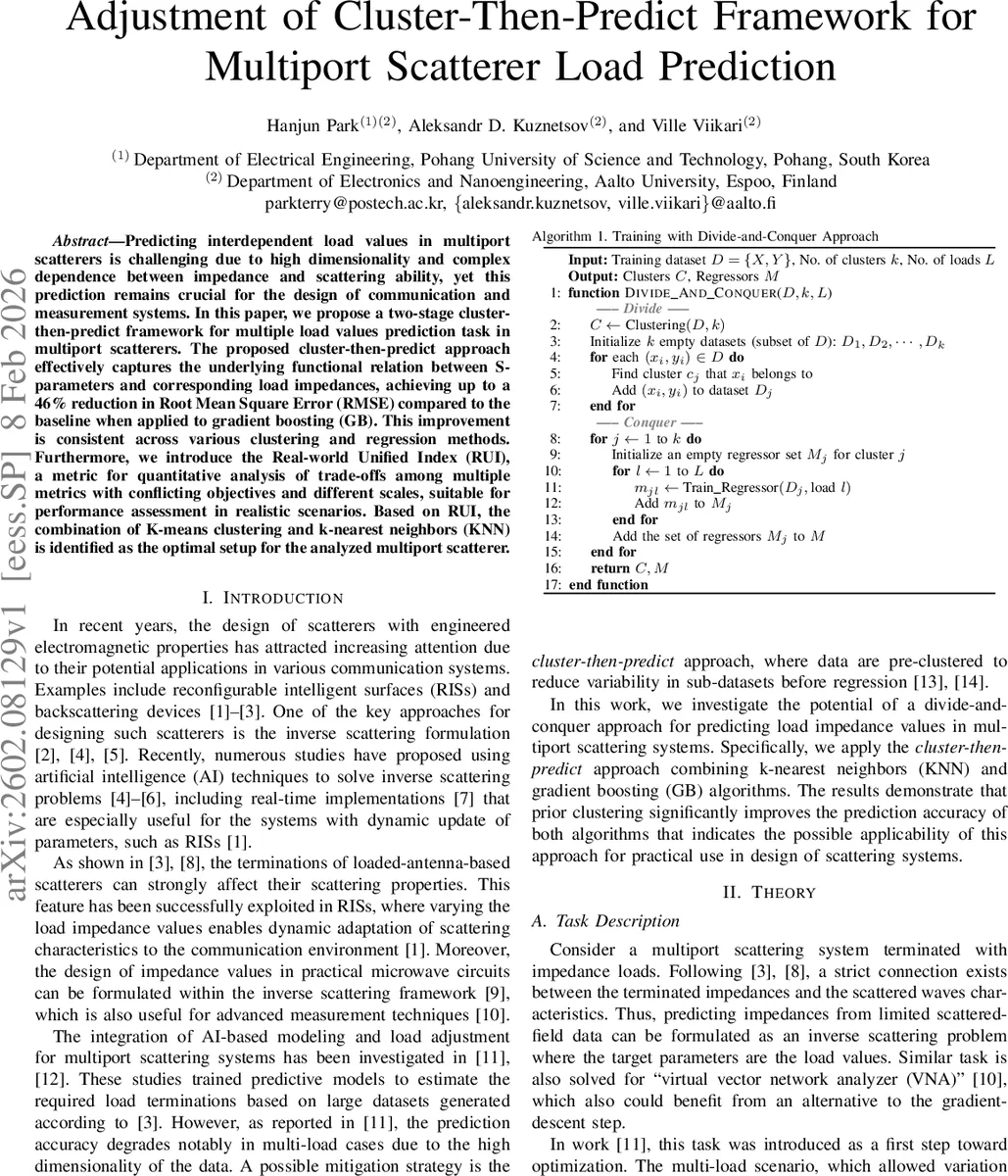 Adjustment of Cluster-Then-Predict Framework for Multiport Scatterer Load Prediction