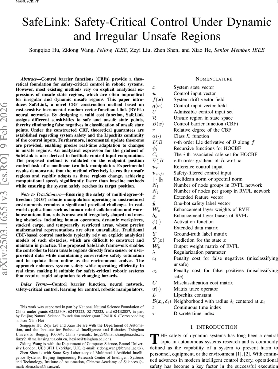 SafeLink: Safety-Critical Control Under Dynamic and Irregular Unsafe Regions