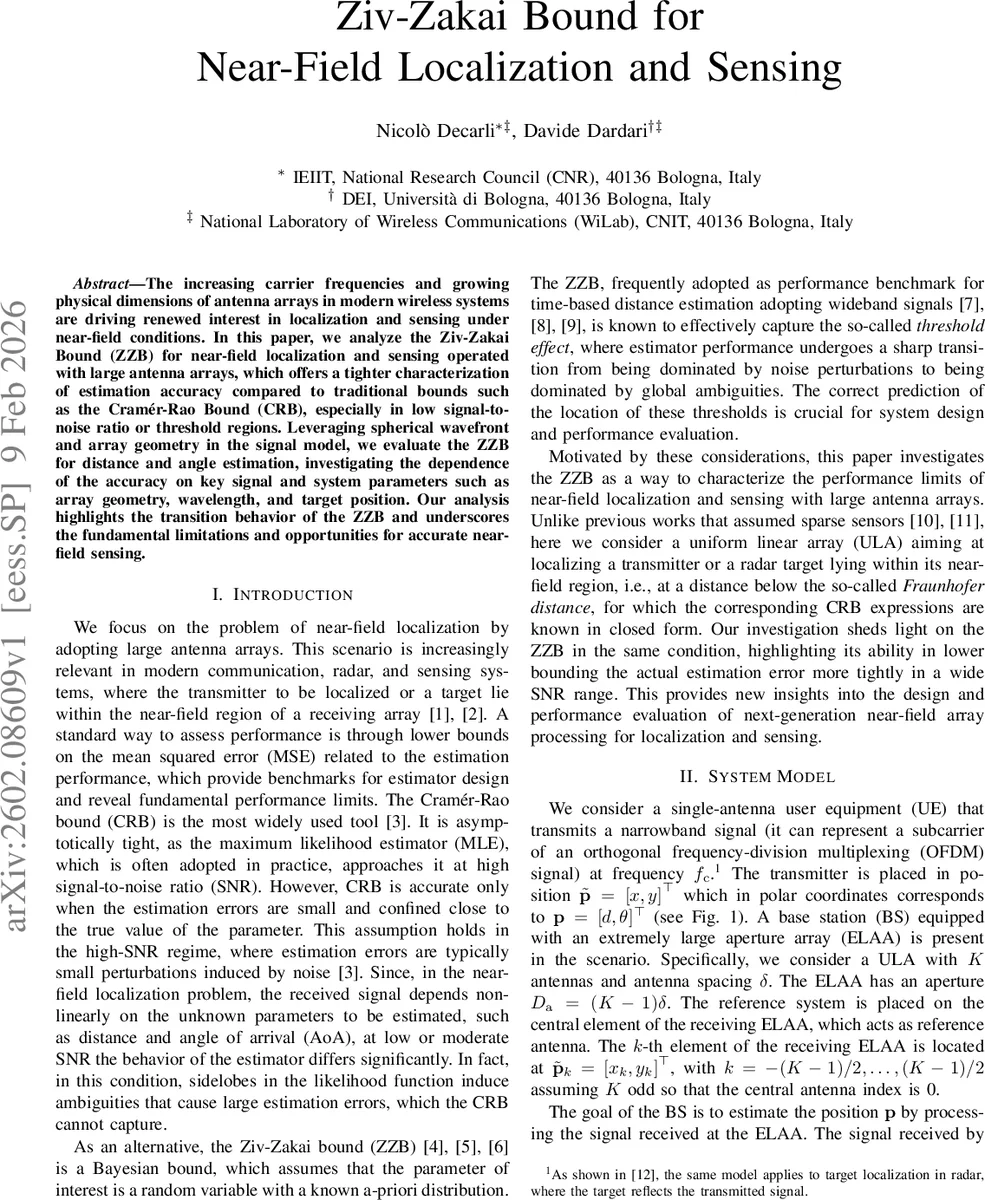 Ziv-Zakai Bound for Near-Field Localization and Sensing