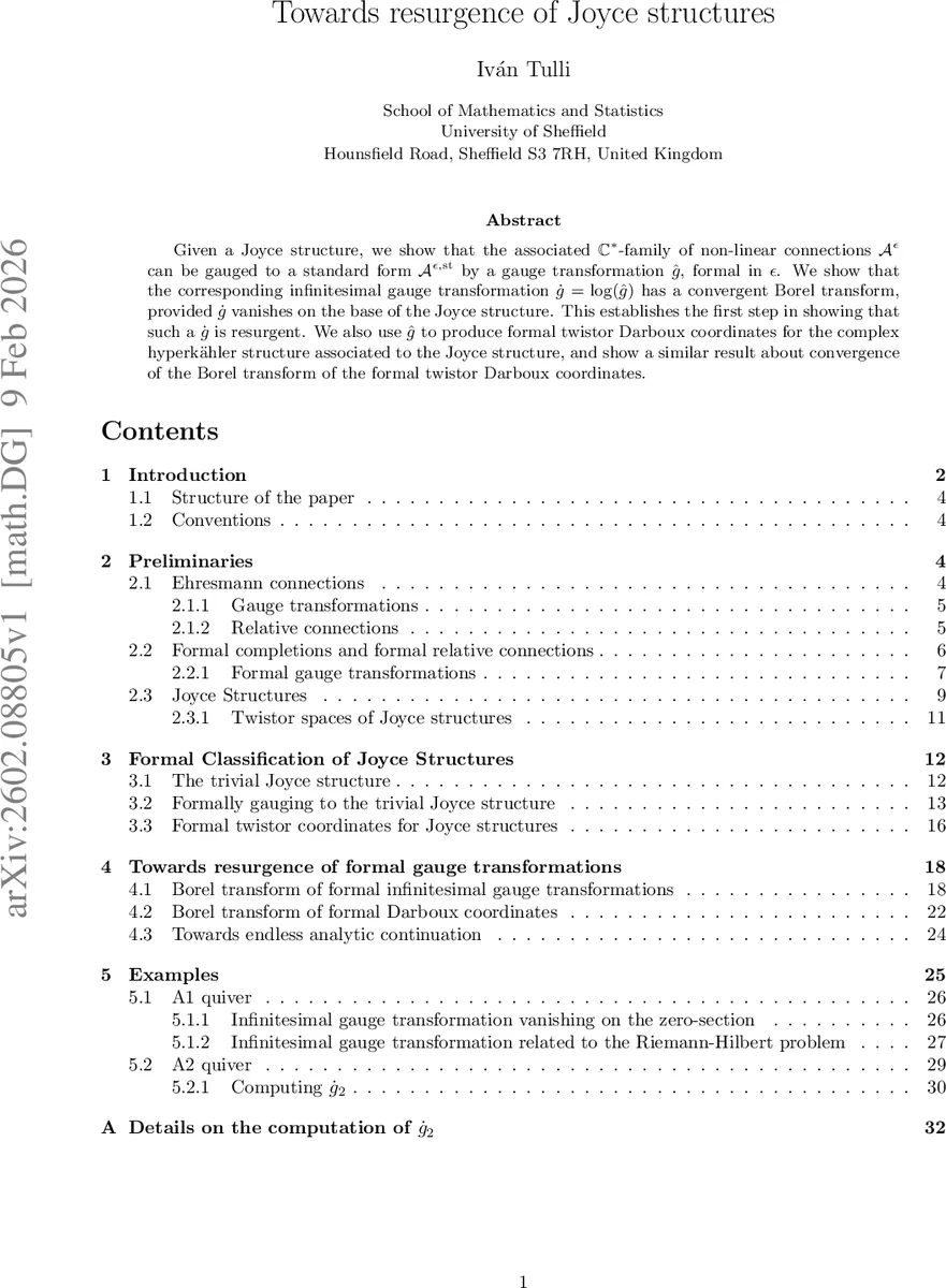 Towards resurgence of Joyce structures