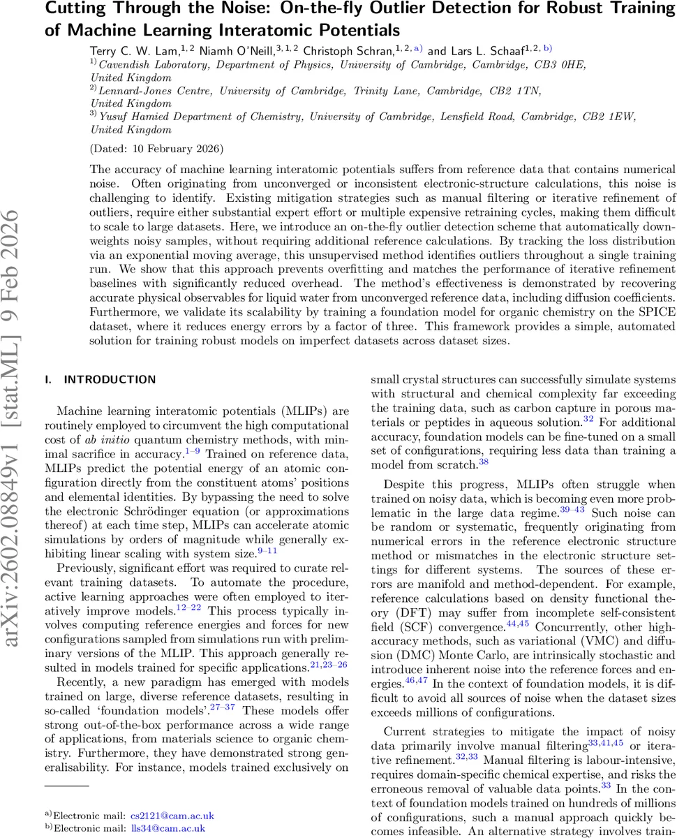 Cutting Through the Noise: On-the-fly Outlier Detection for Robust Training of Machine Learning Interatomic Potentials