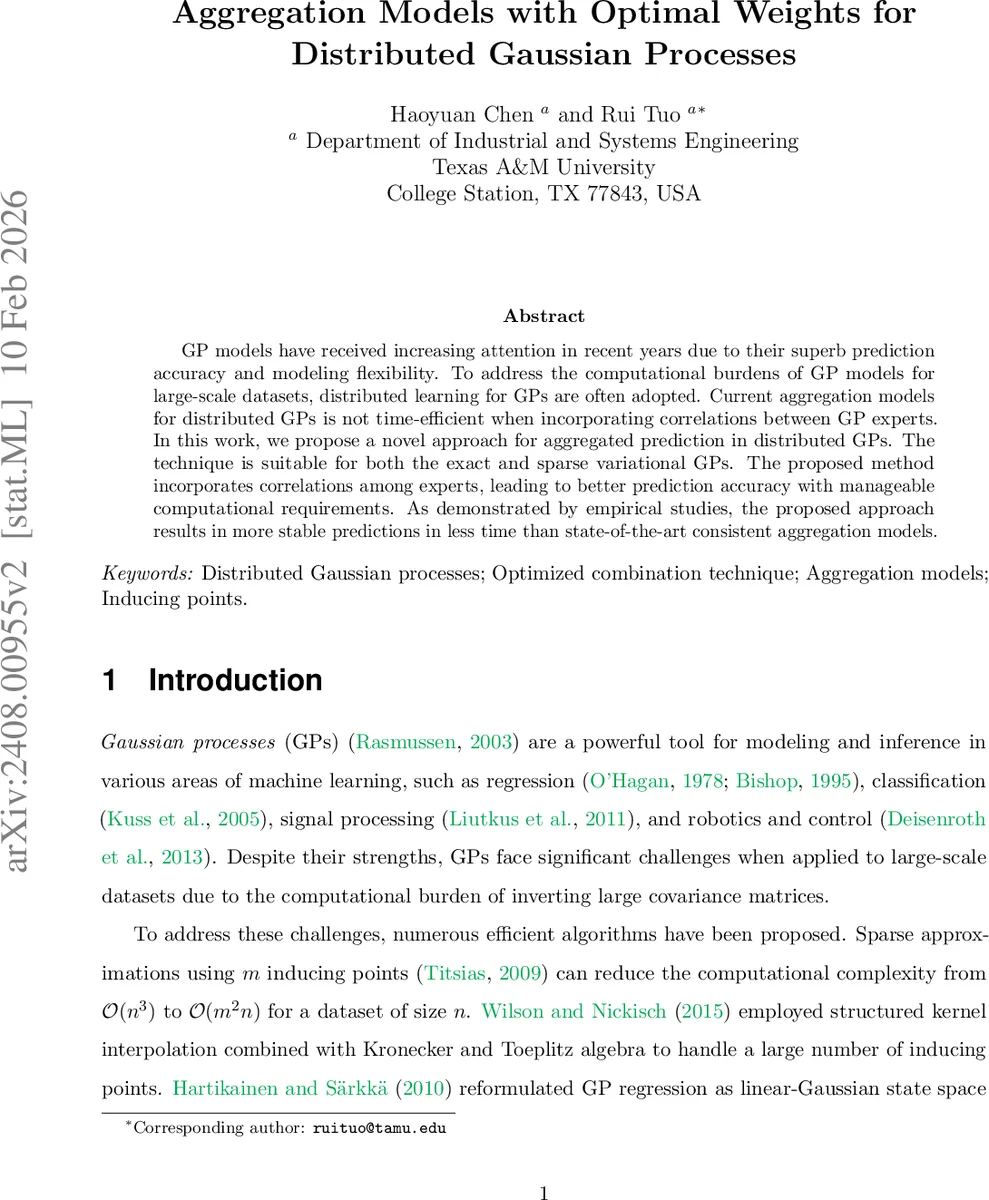 Aggregation Models with Optimal Weights for Distributed Gaussian Processes