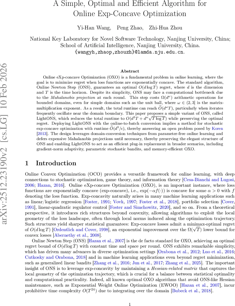 A Simple, Optimal and Efficient Algorithm for Online Exp-Concave Optimization