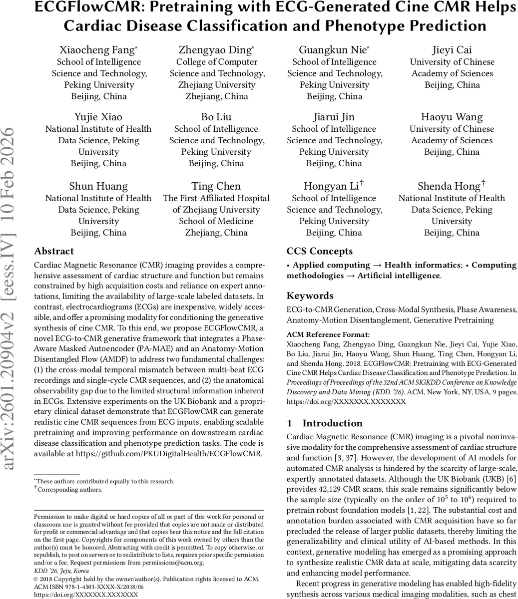 ECGFlowCMR: Pretraining with ECG-Generated Cine CMR Helps Cardiac Disease Classification and Phenotype Prediction
