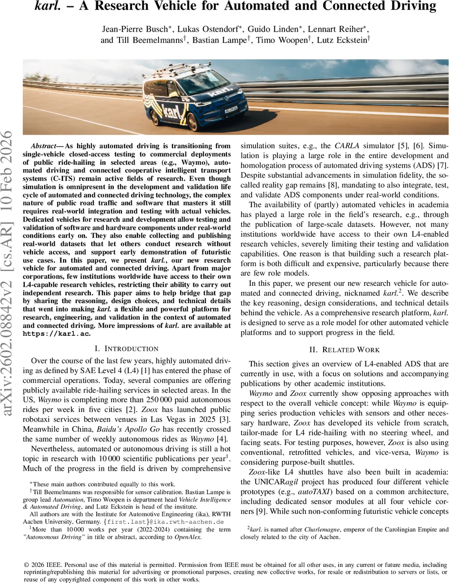 karl. - A Research Vehicle for Automated and Connected Driving