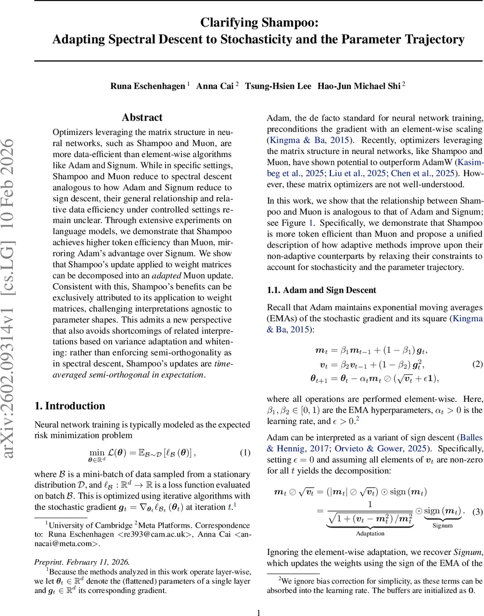 Clarifying Shampoo: Adapting Spectral Descent to Stochasticity and the Parameter Trajectory