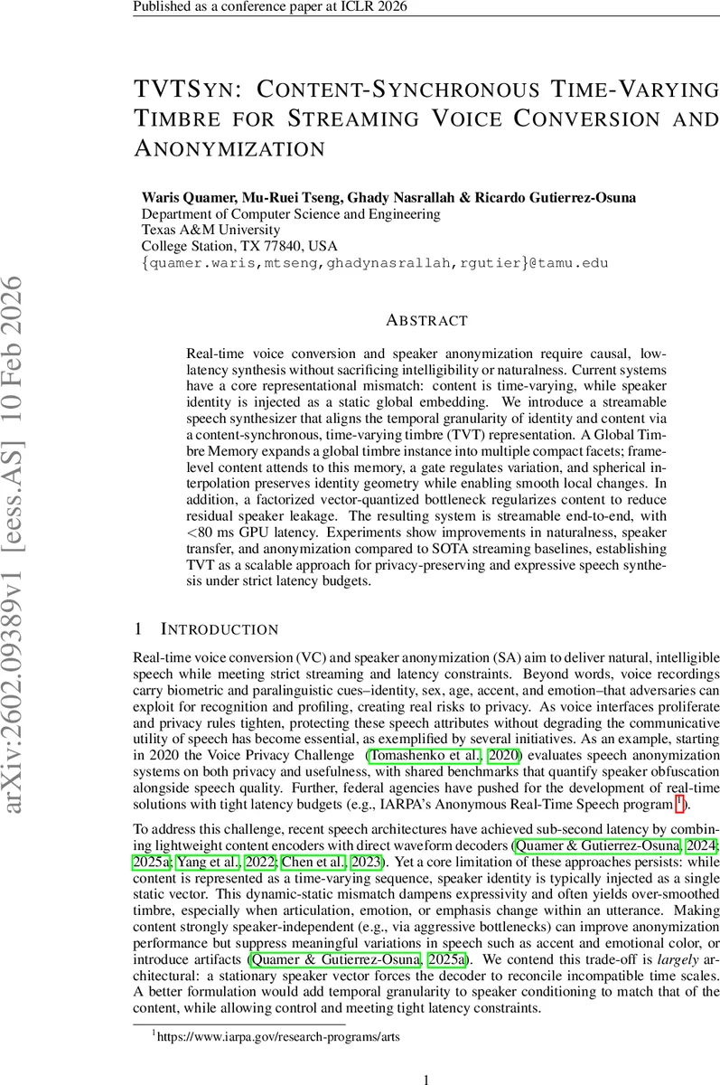 TVTSyn: Content-Synchronous Time-Varying Timbre for Streaming Voice Conversion and Anonymization