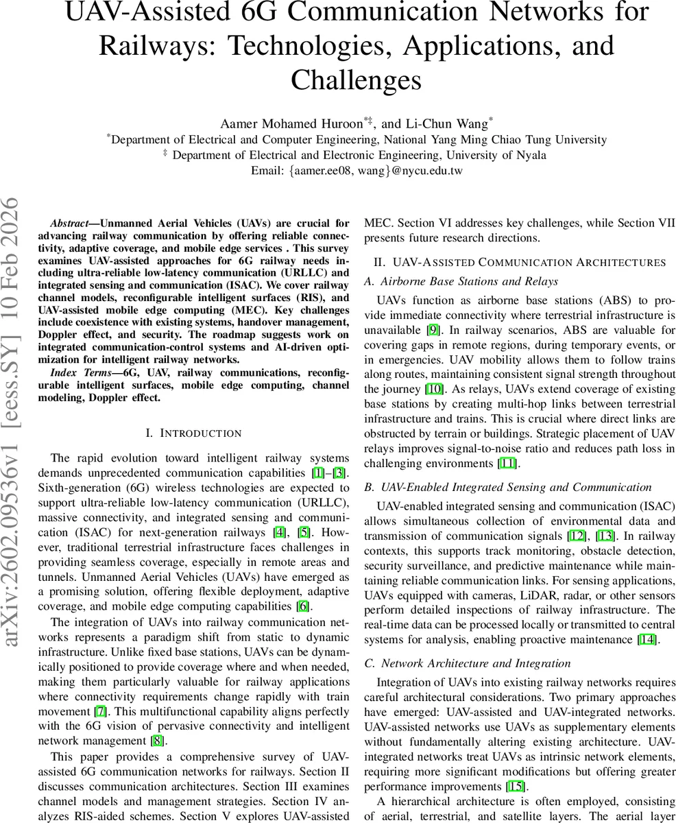 UAV-Assisted 6G Communication Networks for Railways: Technologies, Applications, and Challenges