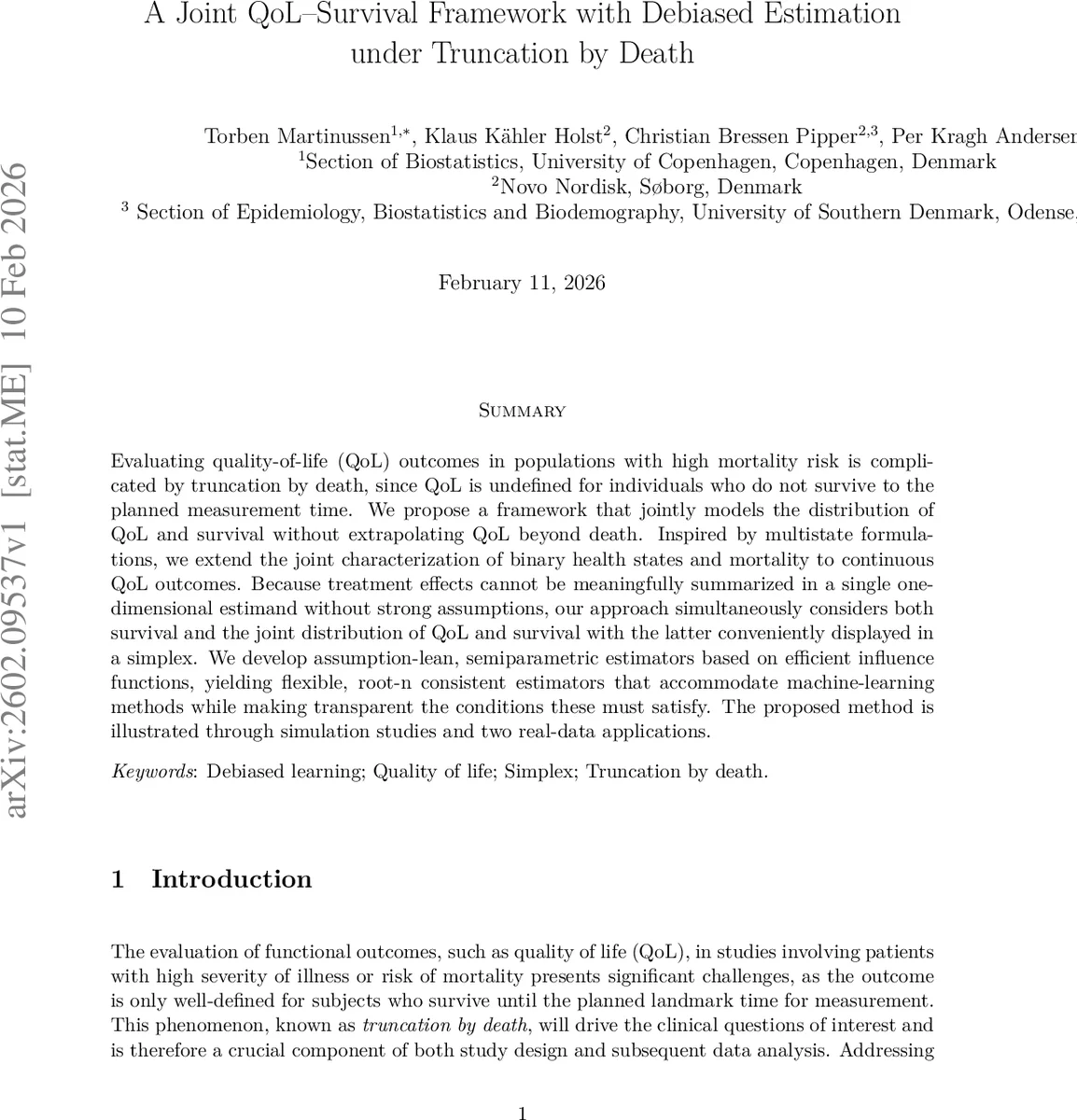 A joint QoL-Survival framework with debiased estimation under truncation by death