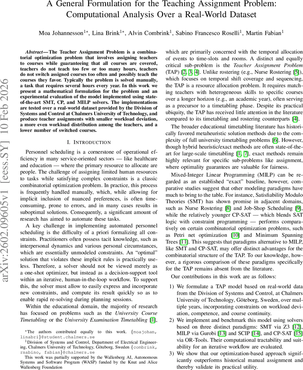 A General Formulation for the Teaching Assignment Problem: Computational Analysis Over a Real-World Dataset