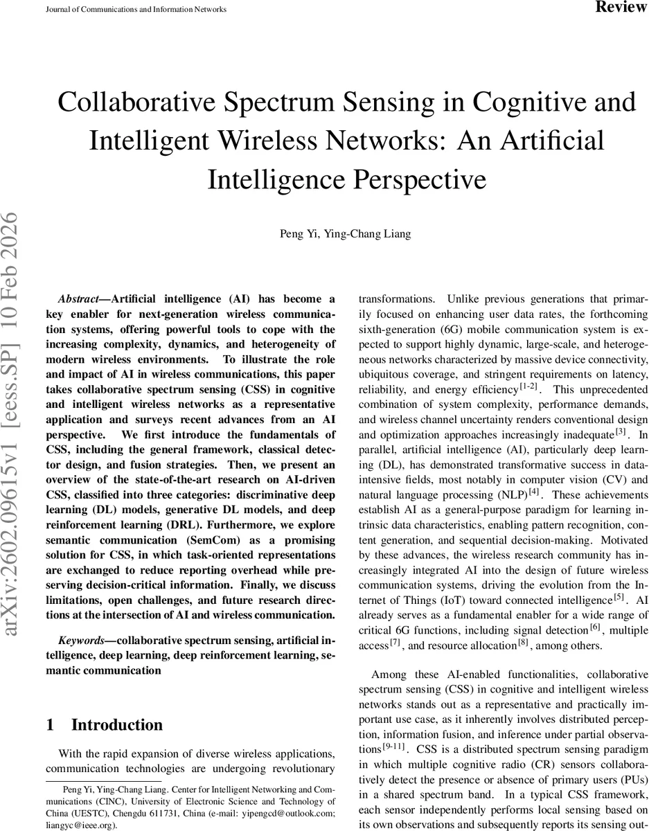 Collaborative Spectrum Sensing in Cognitive and Intelligent Wireless Networks: An Artificial Intelligence Perspective