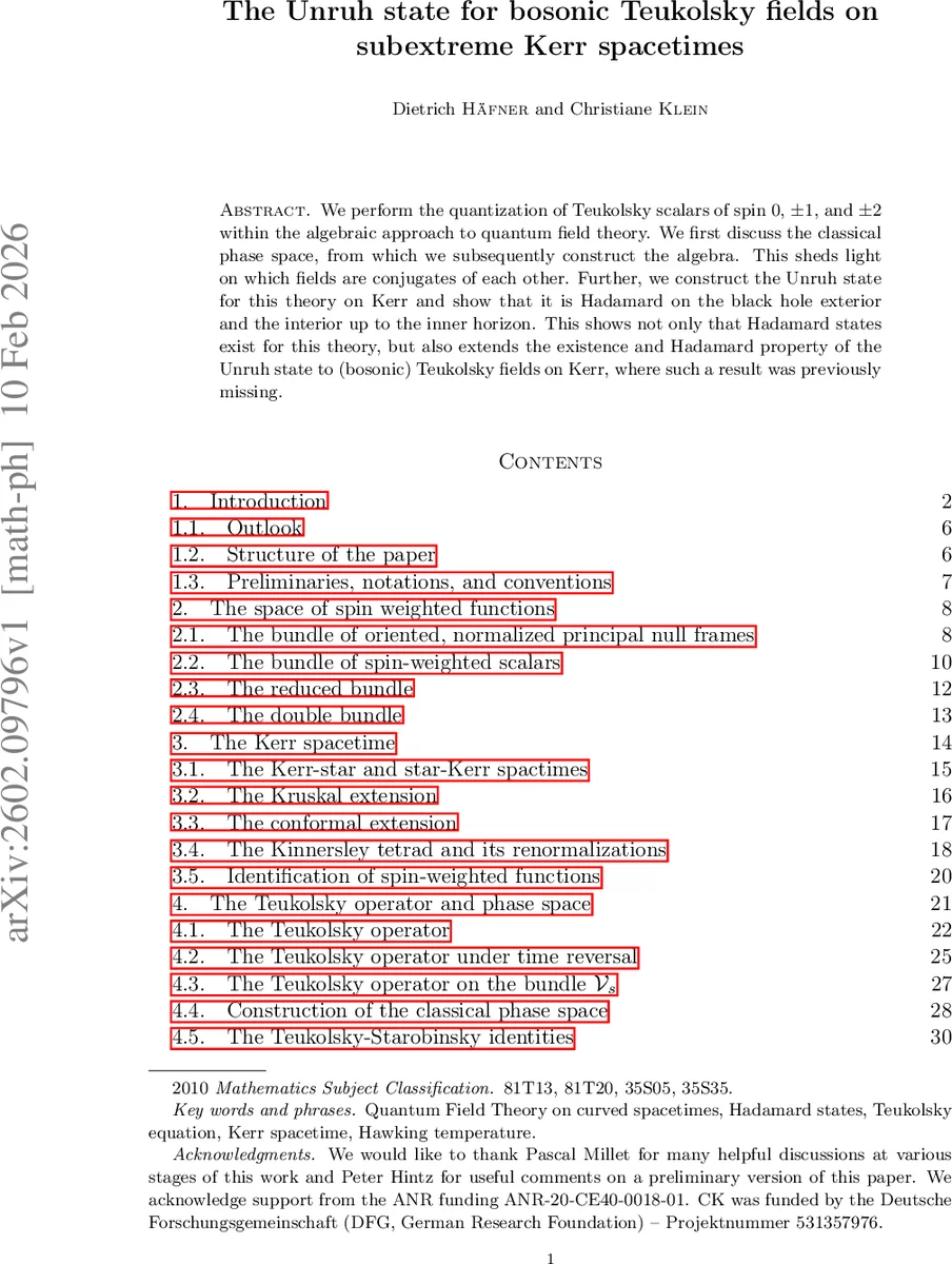 The Unruh state for bosonic Teukolsky fields on subextreme Kerr spacetimes