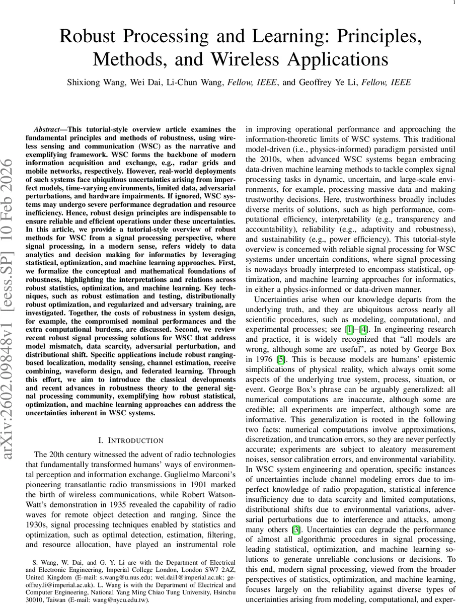 Robust Processing and Learning: Principles, Methods, and Wireless Applications