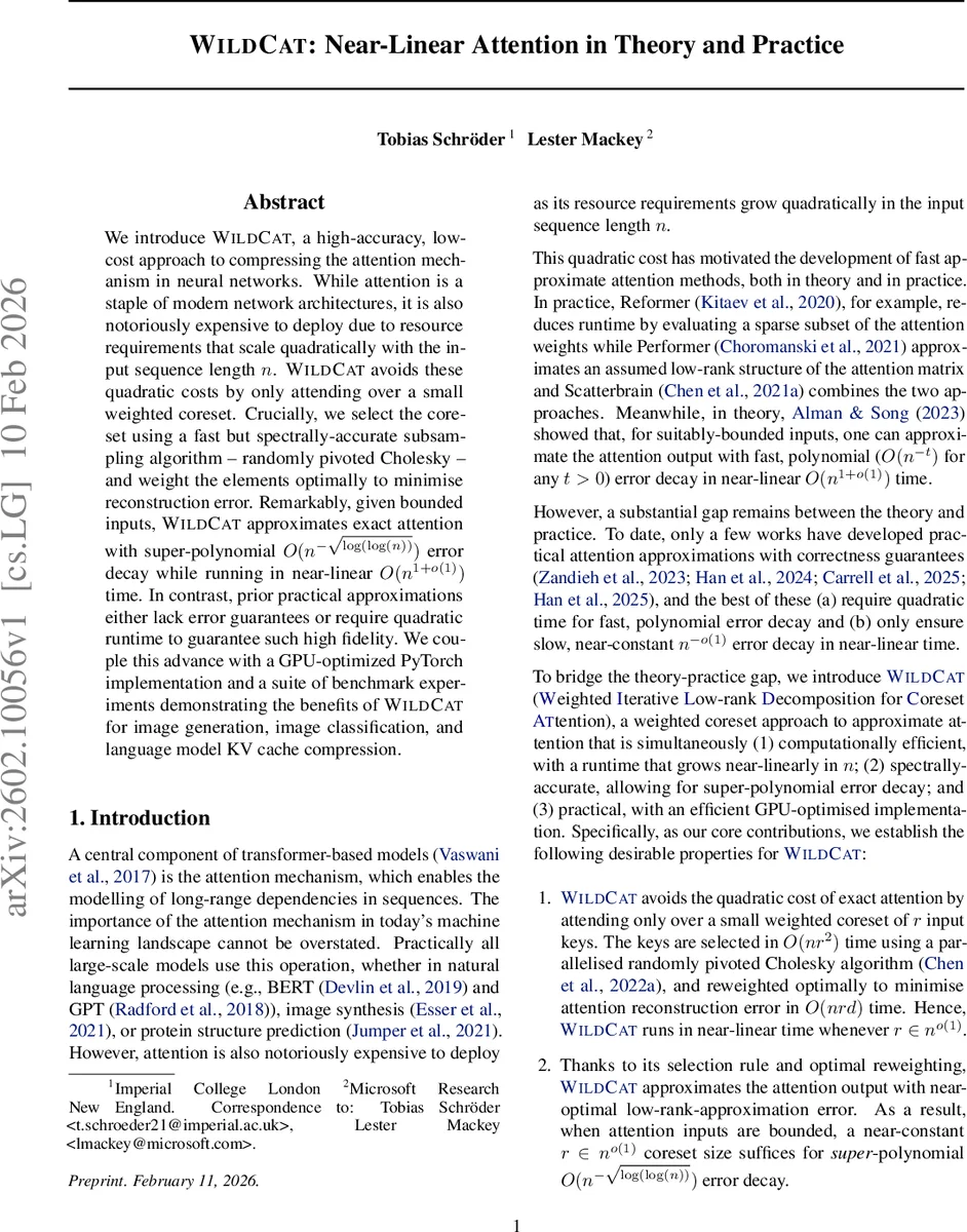 WildCat: Near-Linear Attention in Theory and Practice