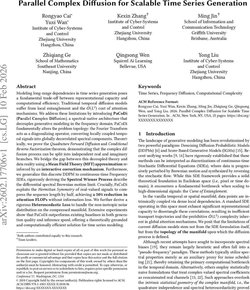 Parallel Complex Diffusion for Scalable Time Series Generation