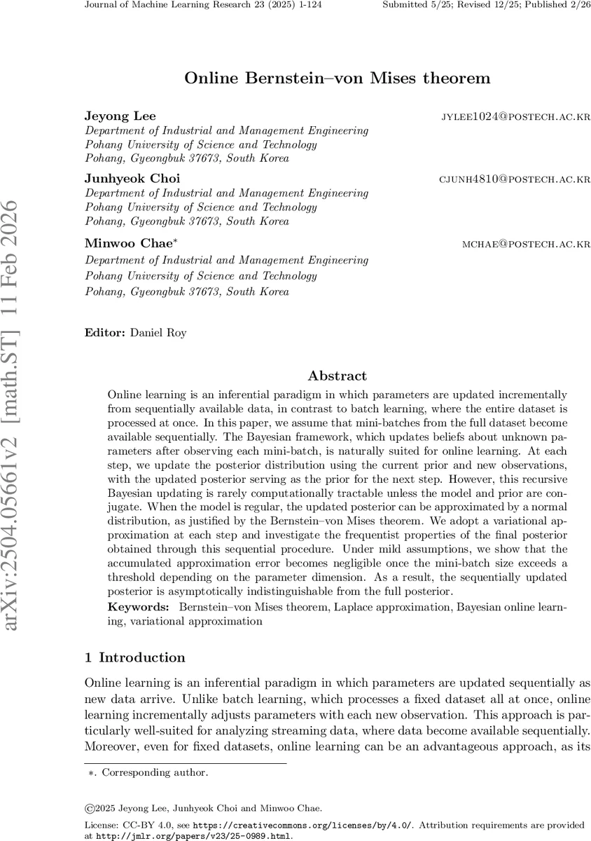 Online Bernstein-von Mises theorem