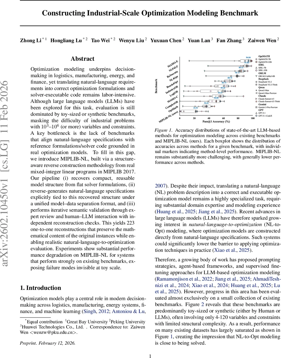 Constructing Industrial-Scale Optimization Modeling Benchmark